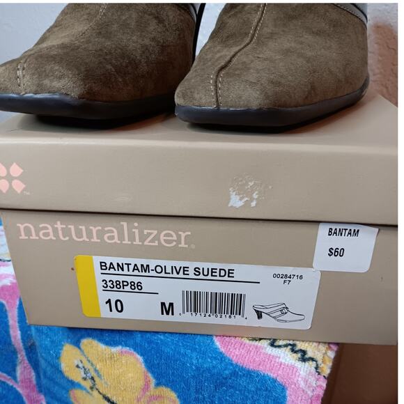 Naturalizer Womens Suede Leather Mule 10M Olive Green Bantam Heeled - Picture 8 of 10